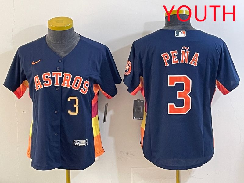 Youth Houston Astros 3 Pena Blue City Edition 2025 Nike MLB Jersey style 4